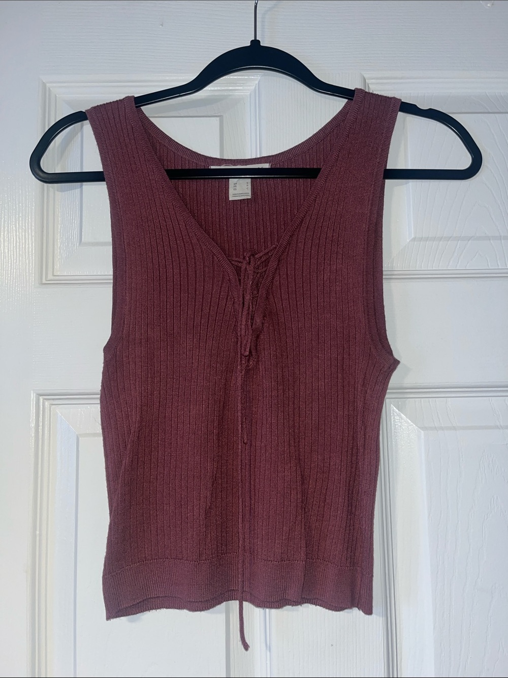 Urban Heritage Mauve Ribbed Lace-Up Tank